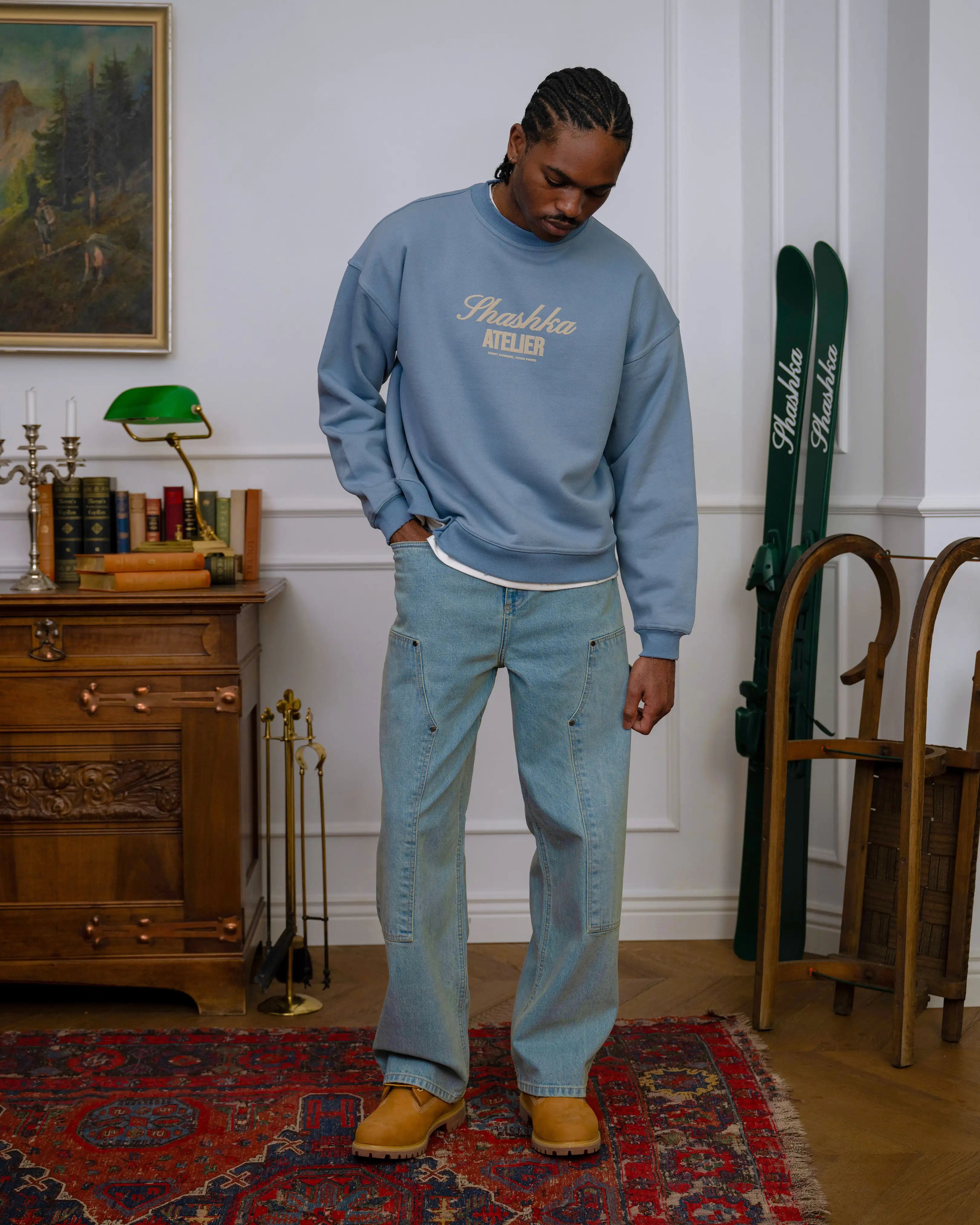 Atelier Cropped Distressed Sweatshirt