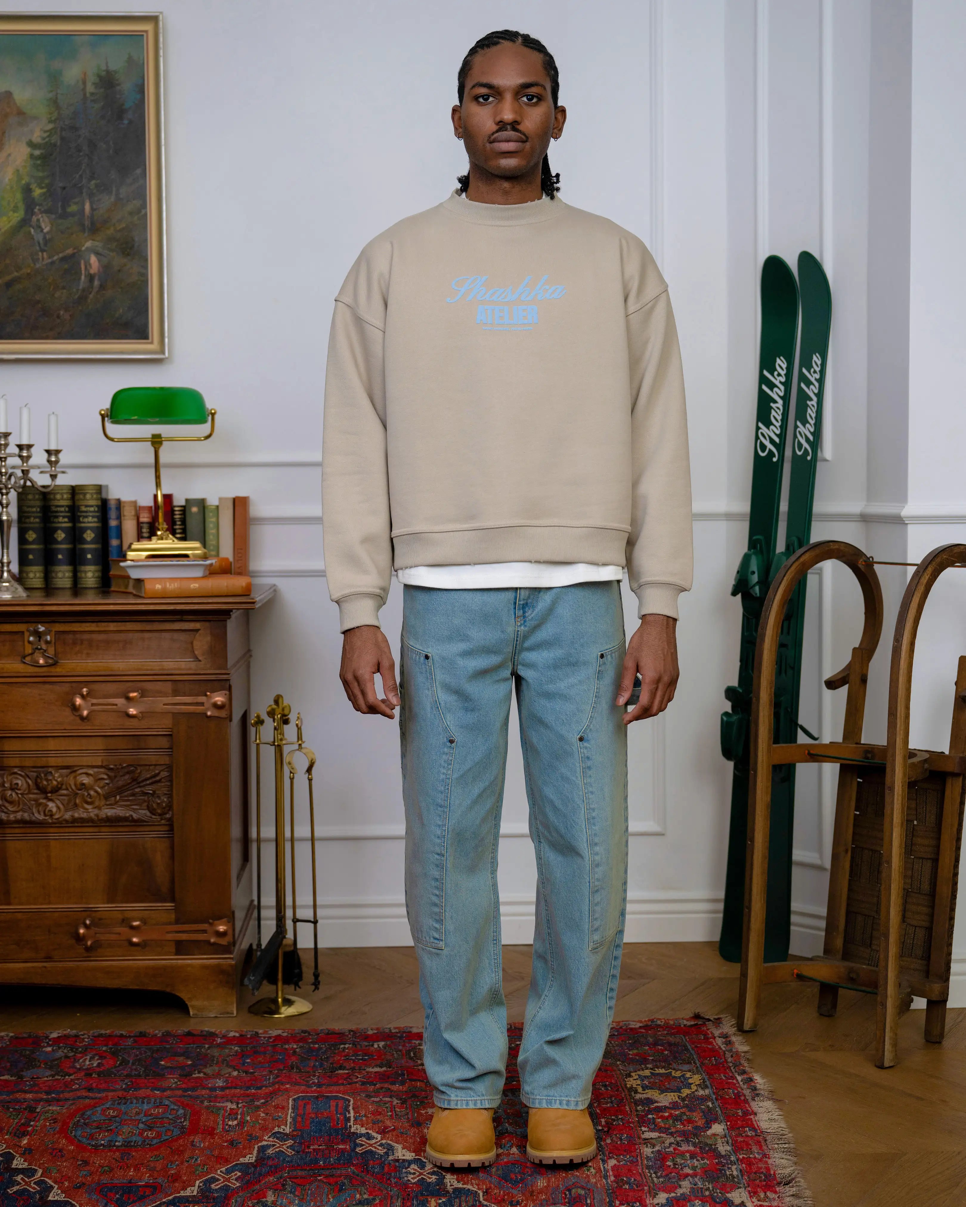 Atelier Cropped Distressed Sweatshirt