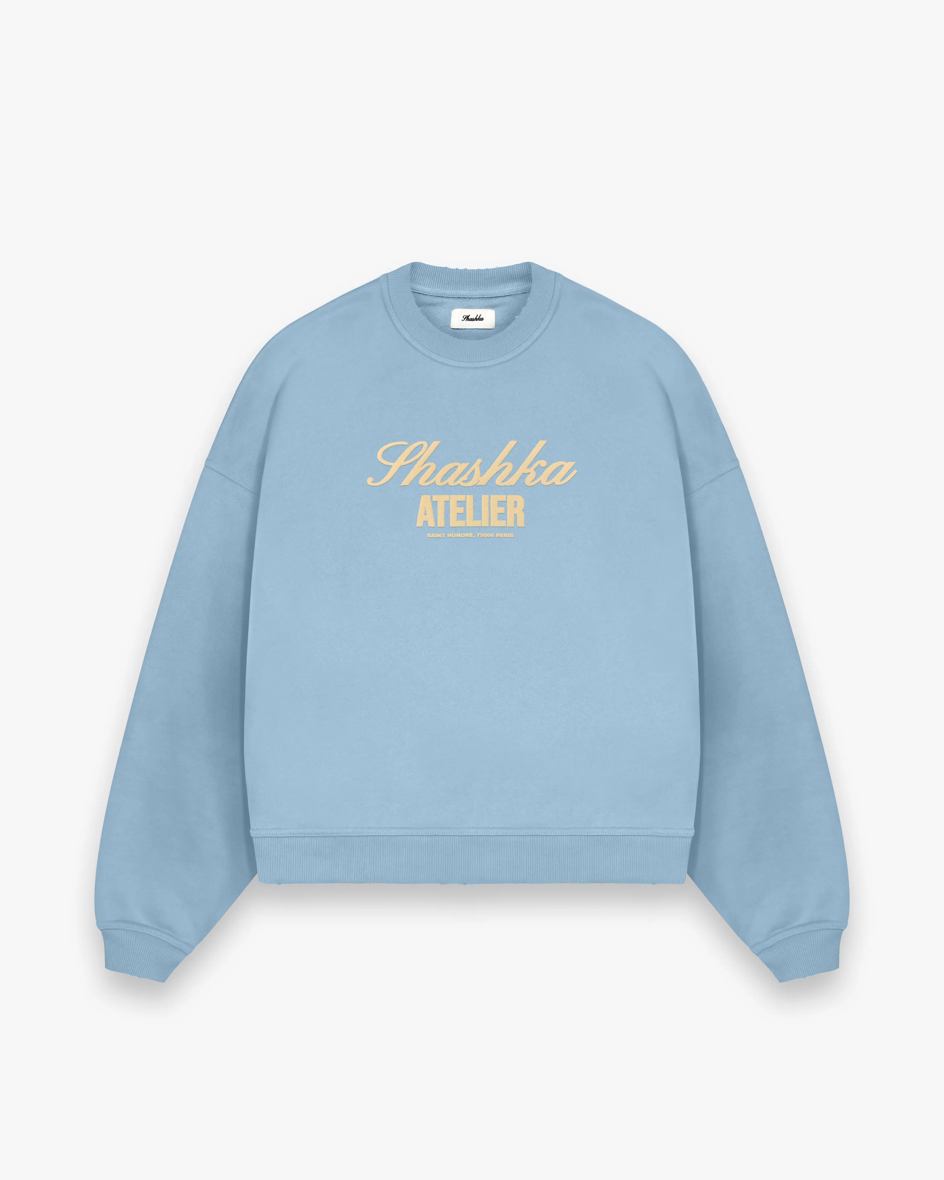 Atelier Cropped Distressed Sweatshirt