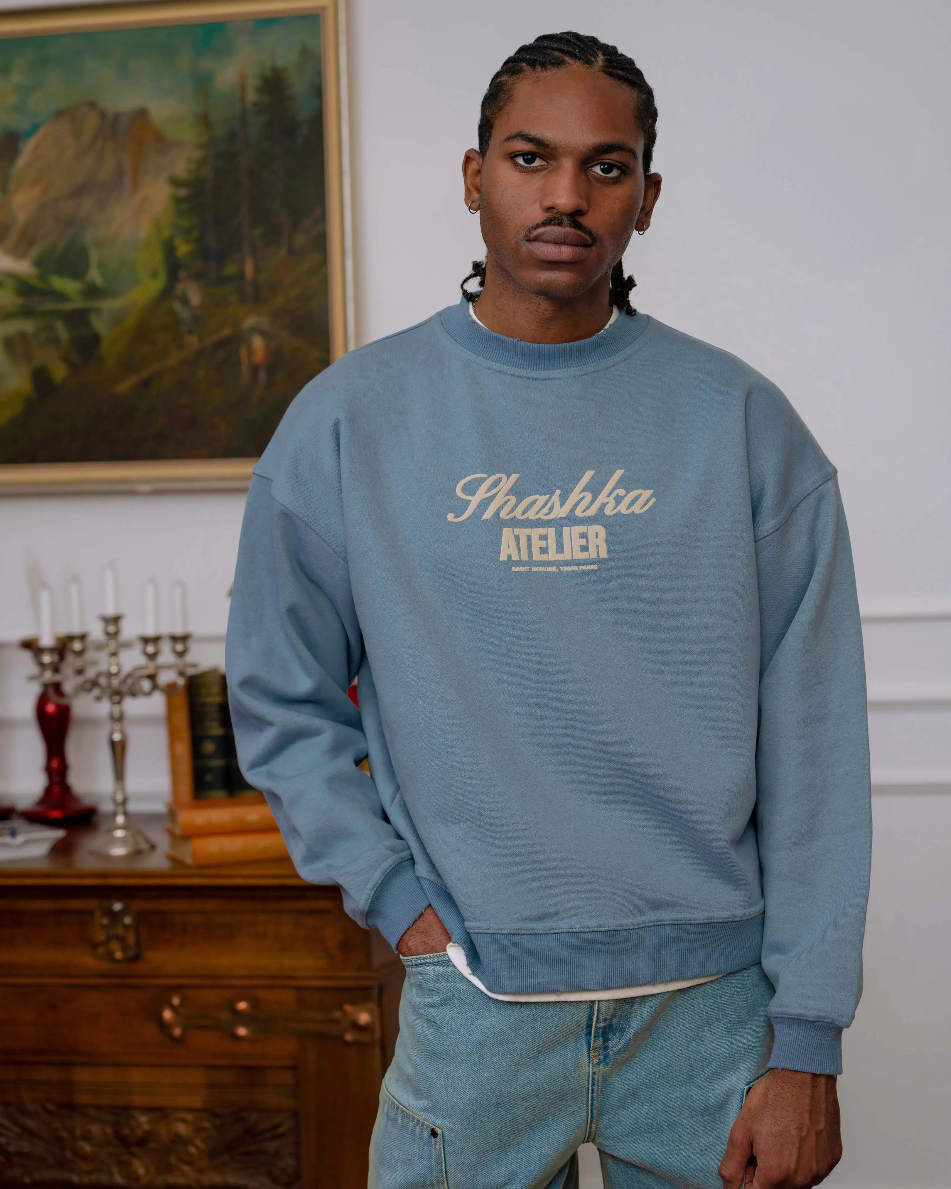 Atelier Cropped Distressed Sweatshirt